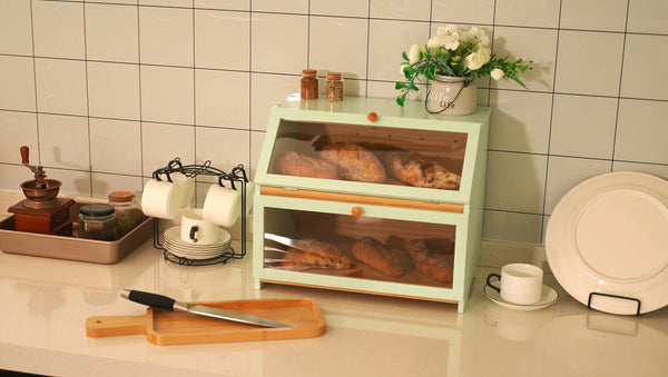 Maximize Your Kitchen Space with the Double-Layer Large Bread Box: Stylish and Functional Bread Storage Solution