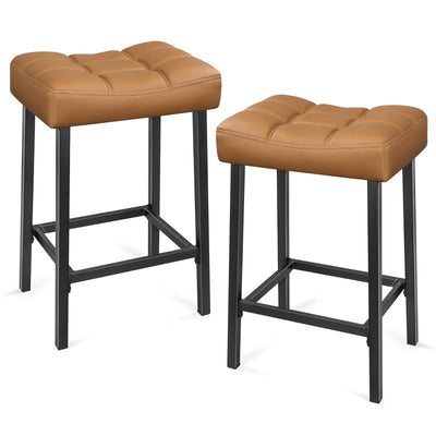 24 Inch Backless Saddle Bar Stools Set of 2 for Kitchen Counter