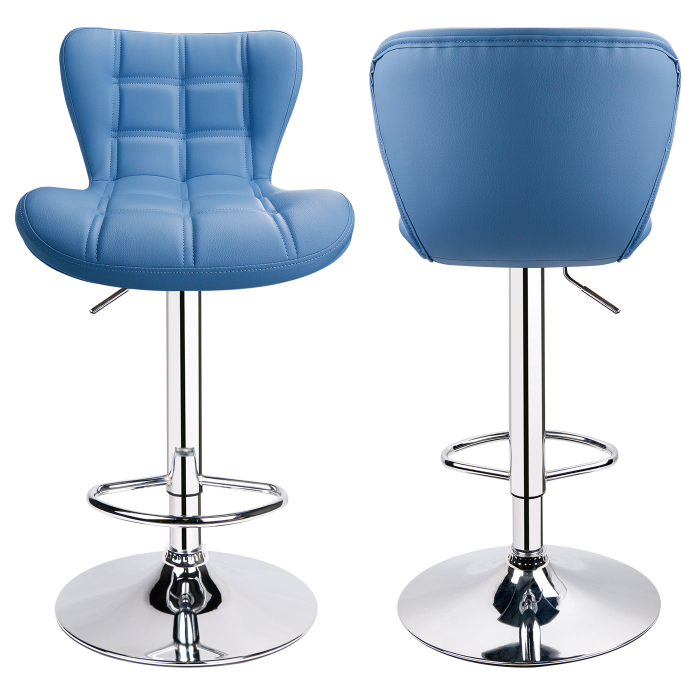 Adjustable Swivel Biscuit Tufted Bar Stools with Gently Curved Design ( Set of 2 )