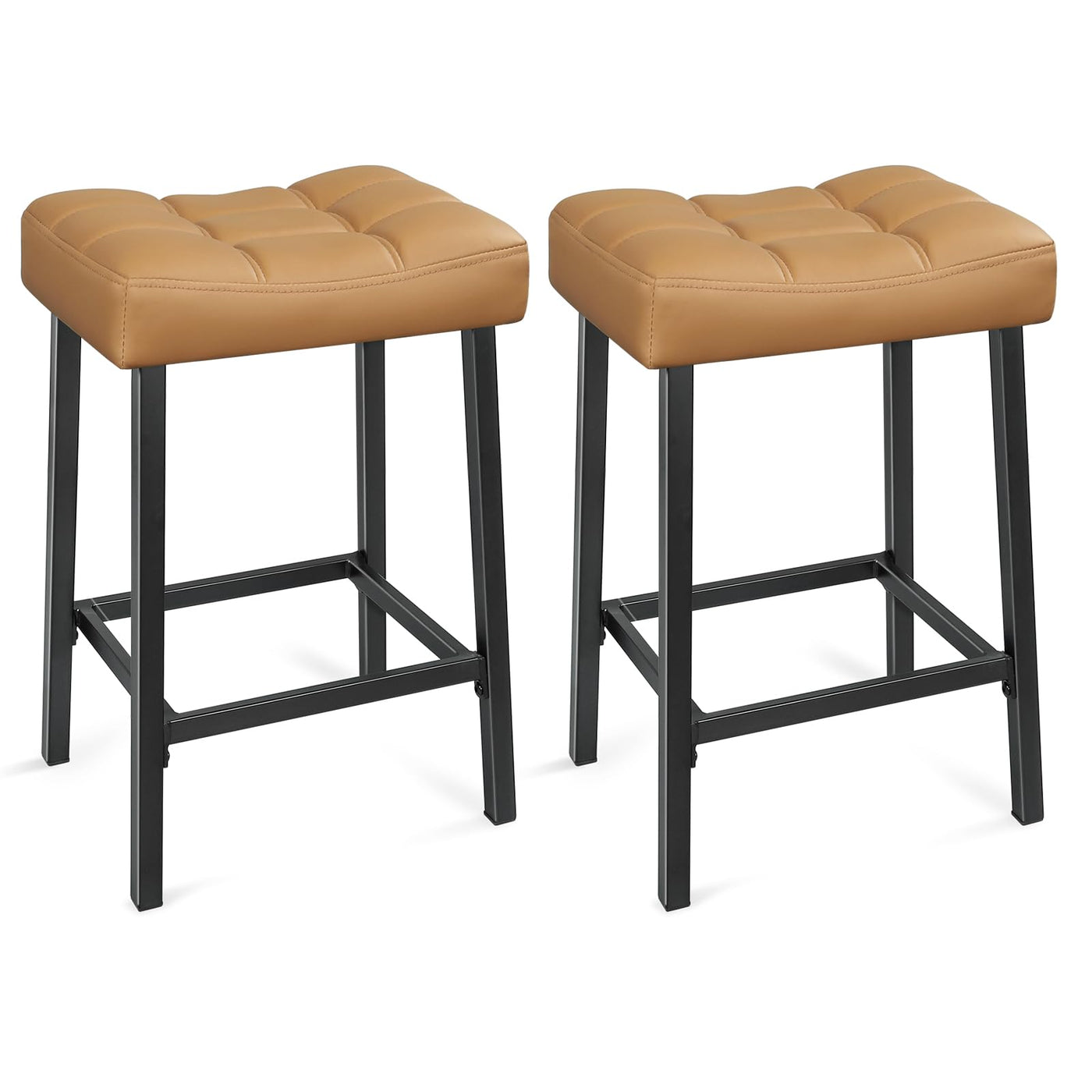 24 Inch Backless Saddle Bar Stools Set of 2 for Kitchen Counter