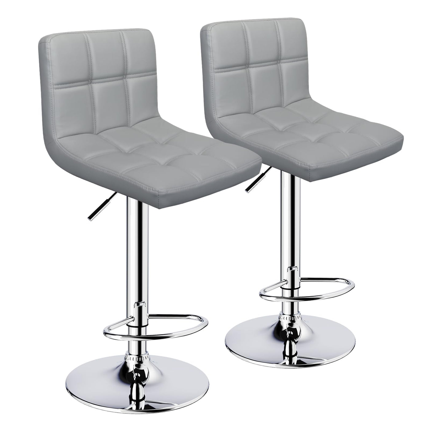 Adjustable Swivel Bar Stools with Square Back, Set of 2