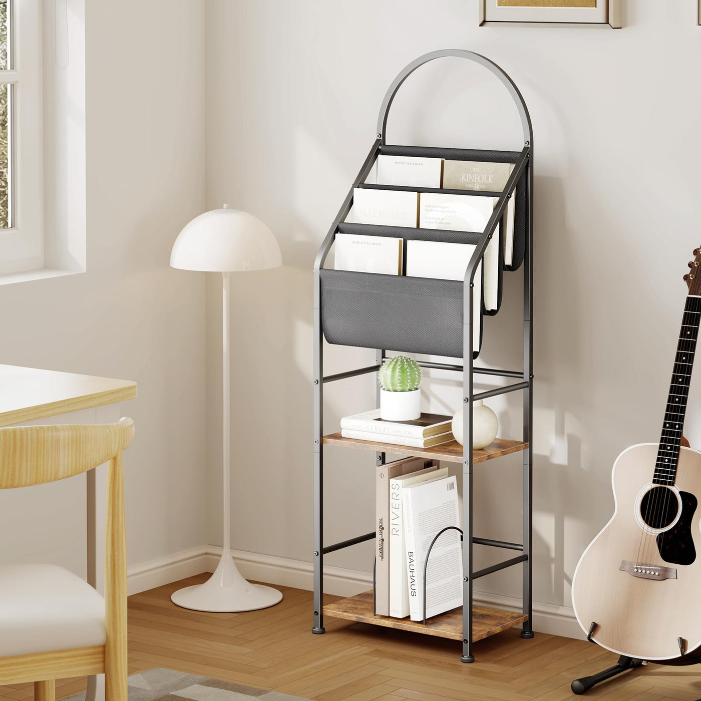 Bookshelf with 3 Tier Vinyl Holder Display Shelf