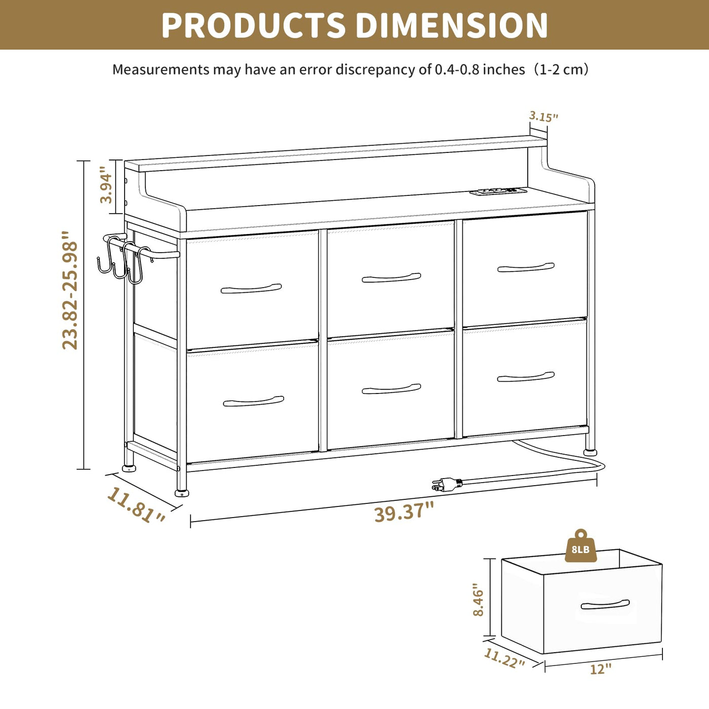 Dresser for Bedroom with 6 Drawers