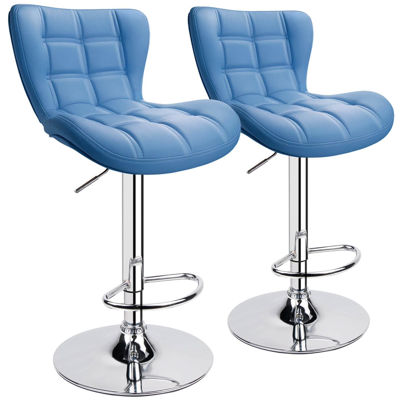 Adjustable Swivel Biscuit Tufted Bar Stools with Gently Curved Design ( Set of 2 )