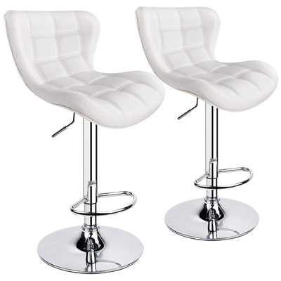 Adjustable Swivel Biscuit Tufted Bar Stools with Gently Curved Design ( Set of 2 )