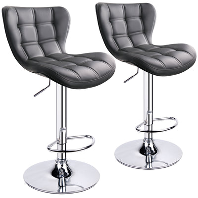 Adjustable Swivel Biscuit Tufted Bar Stools with Gently Curved Design ( Set of 2 )