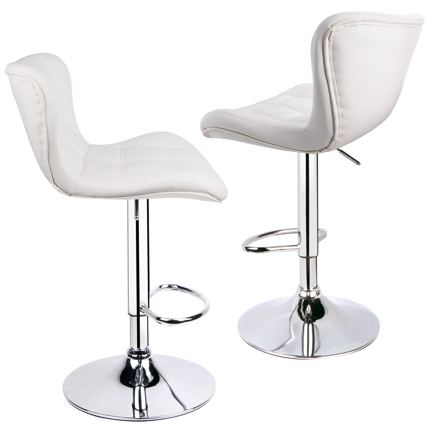 Adjustable Swivel Biscuit Tufted Bar Stools with Gently Curved Design ( Set of 2 )