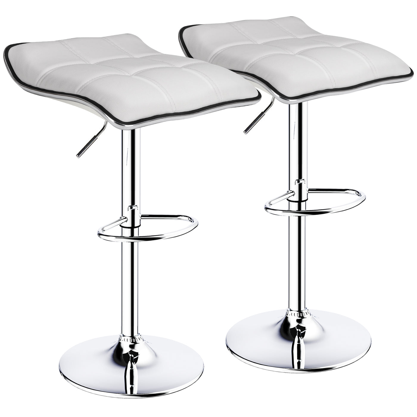 Square Backless Adjustable Swivel Bar Stools Set of 2