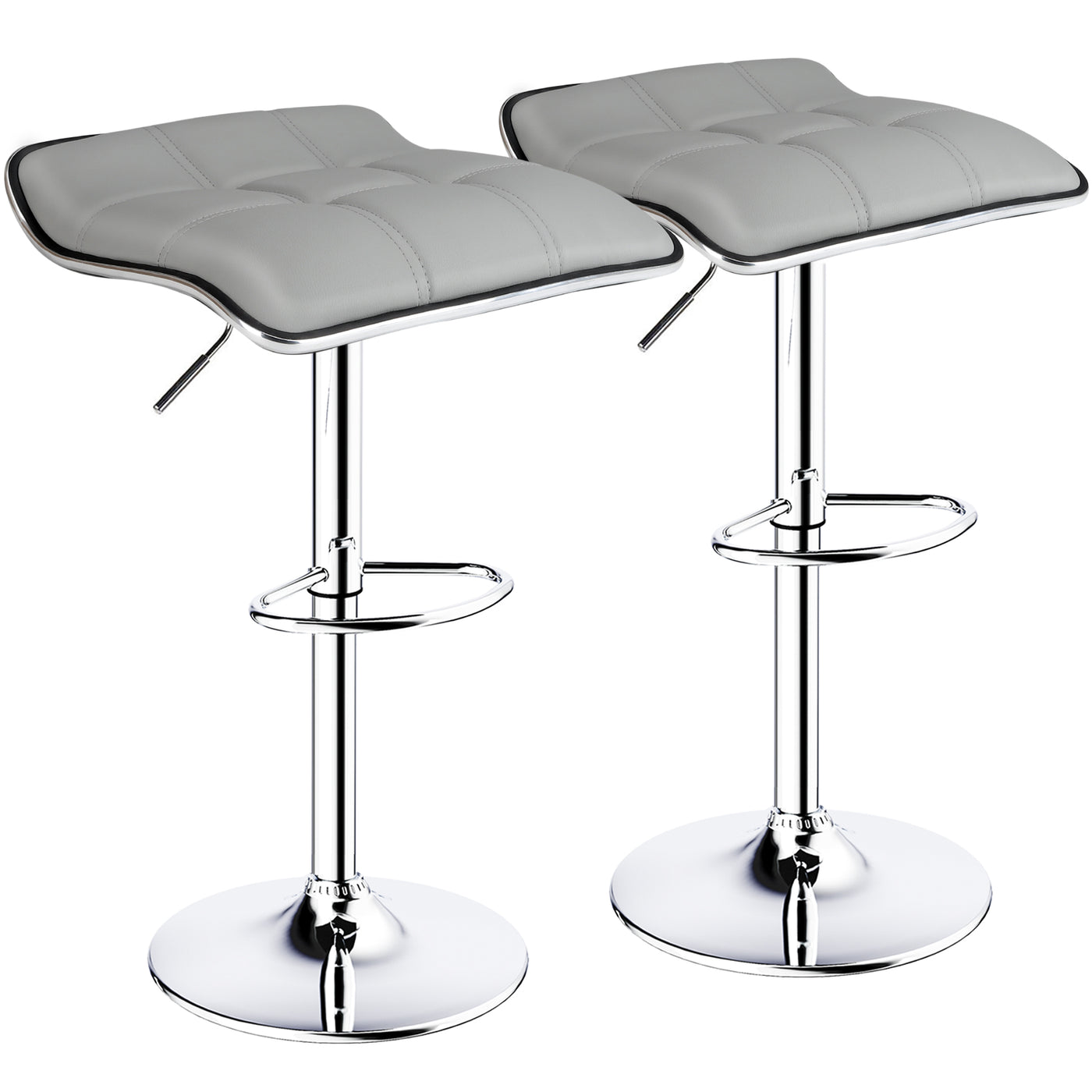 Square Backless Adjustable Swivel Bar Stools Set of 2