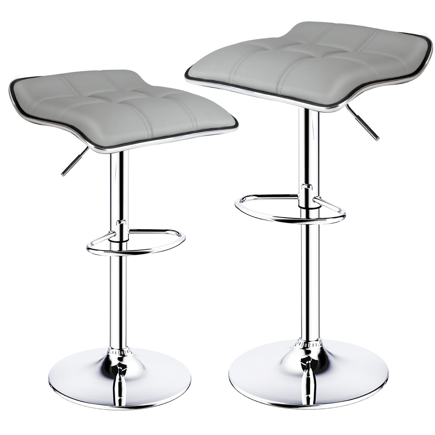 Square Backless Adjustable Swivel Bar Stools Set of 2