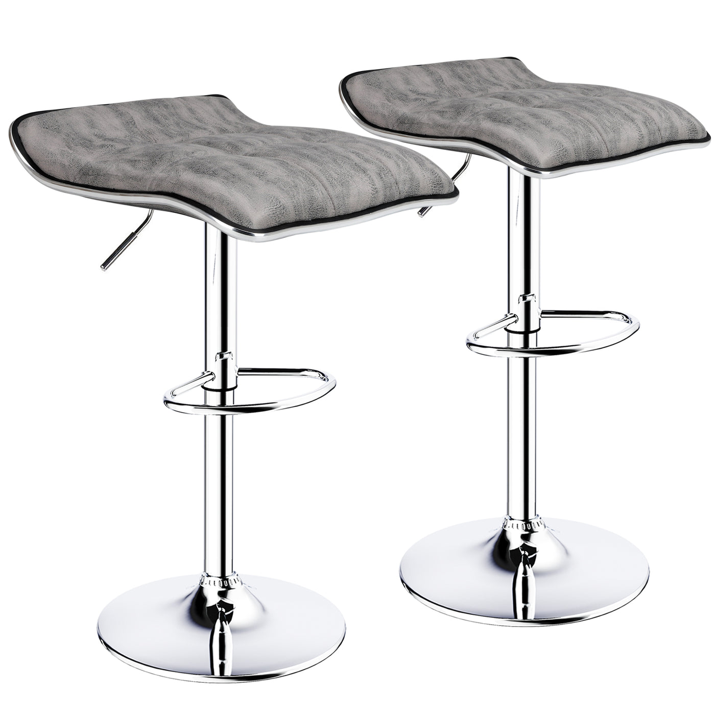 Square Backless Adjustable Swivel Bar Stools Set of 2