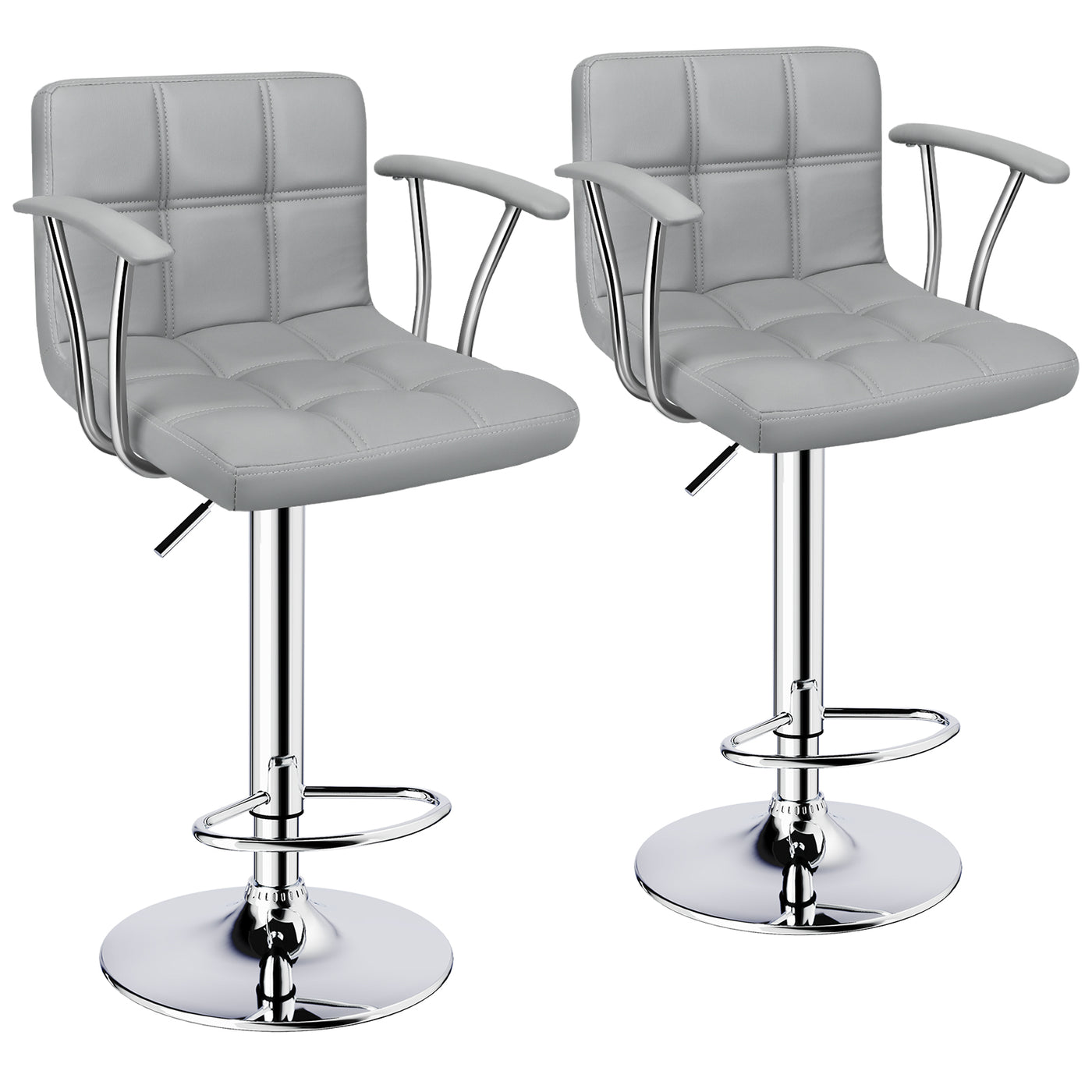 Bar Stools Set of 2, Armrest Adjustable Swivel Barstools with Back