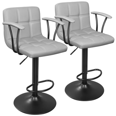 Bar Stools Set of 2, Armrest Adjustable Swivel Barstools with Back