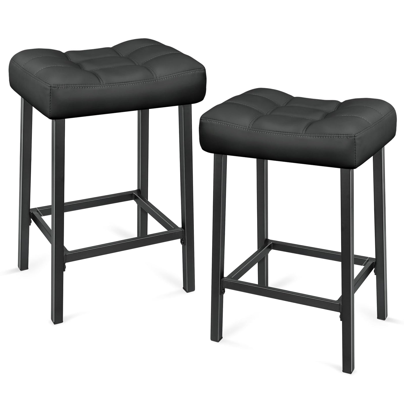 24 Inch Backless Saddle Bar Stools Set of 2 for Kitchen Counter