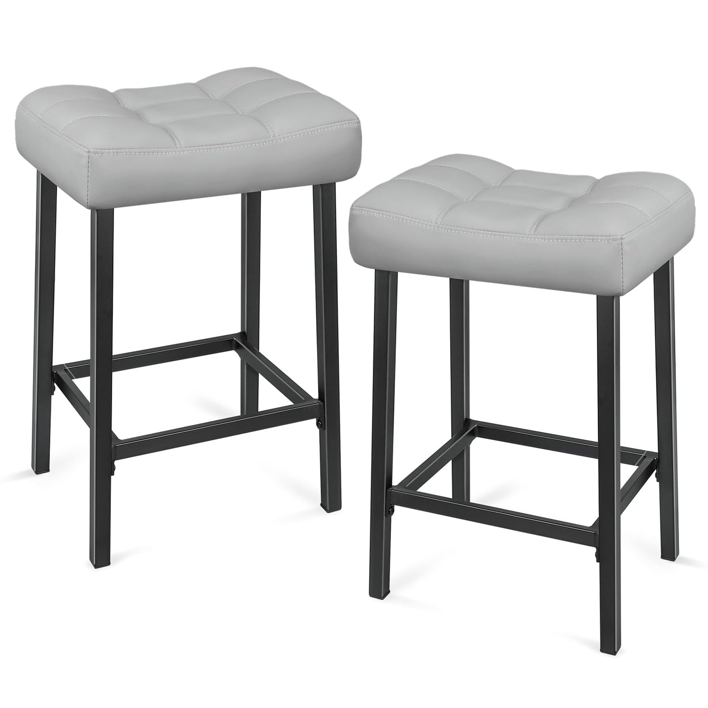 24 Inch Backless Saddle Bar Stools Set of 2 for Kitchen Counter