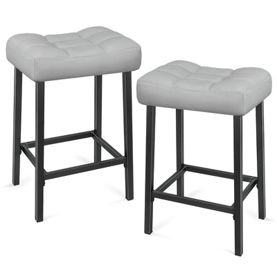 24 Inch Backless Saddle Bar Stools Set of 2 for Kitchen Counter
