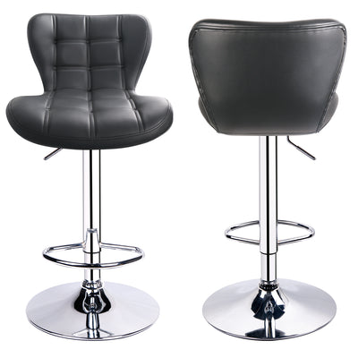 Adjustable Swivel Biscuit Tufted Bar Stools with Gently Curved Design ( Set of 2 )