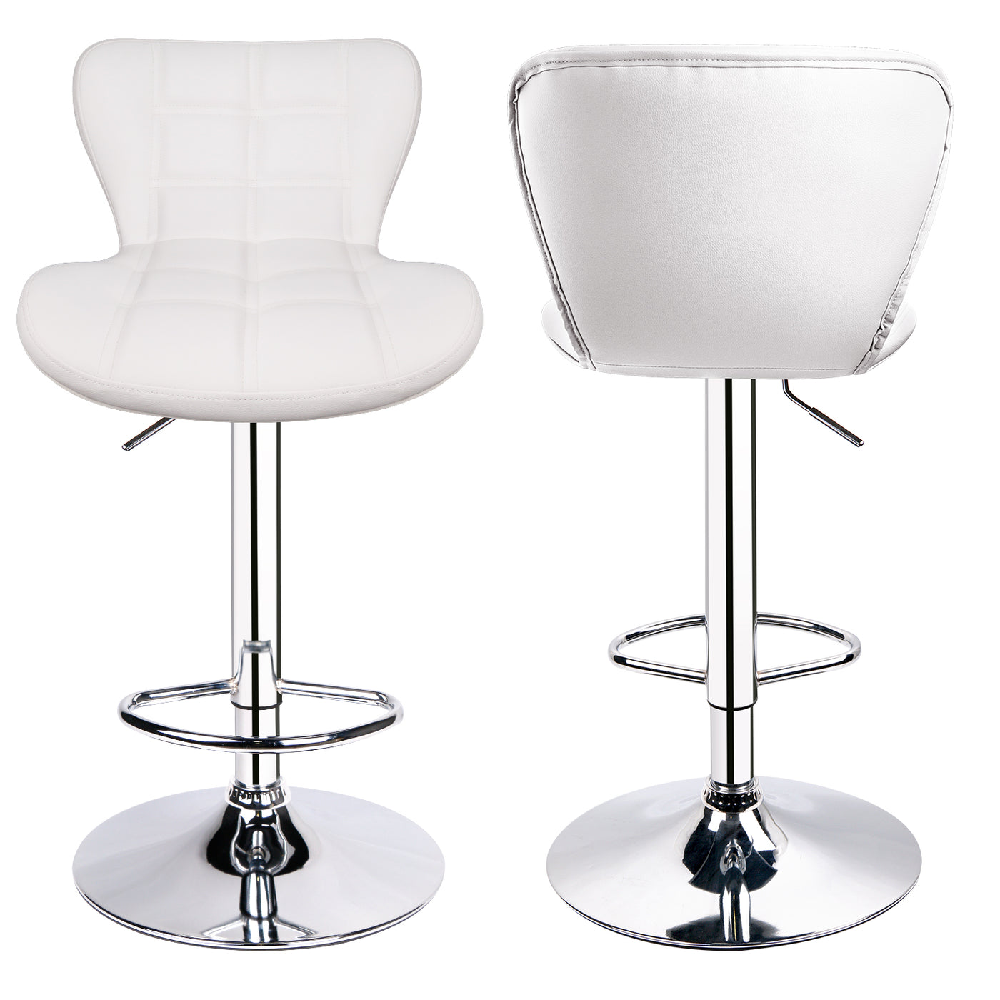 Adjustable Swivel Biscuit Tufted Bar Stools with Gently Curved Design ( Set of 2 )