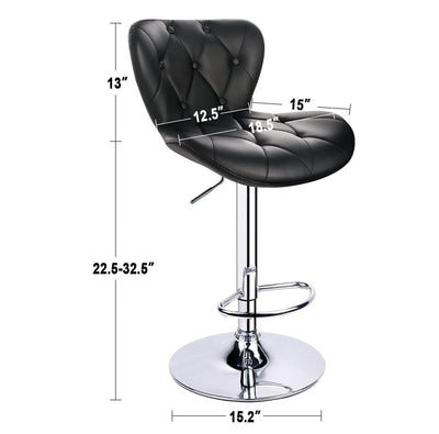 Adjustable Swivel Diamond Button Tufted Bar Stools with Gently Curved Design ( Set of 2 )