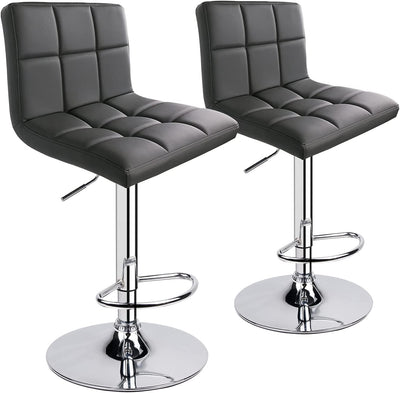 Square Swivel Adjustable Height Bar Stools(Set of 2)