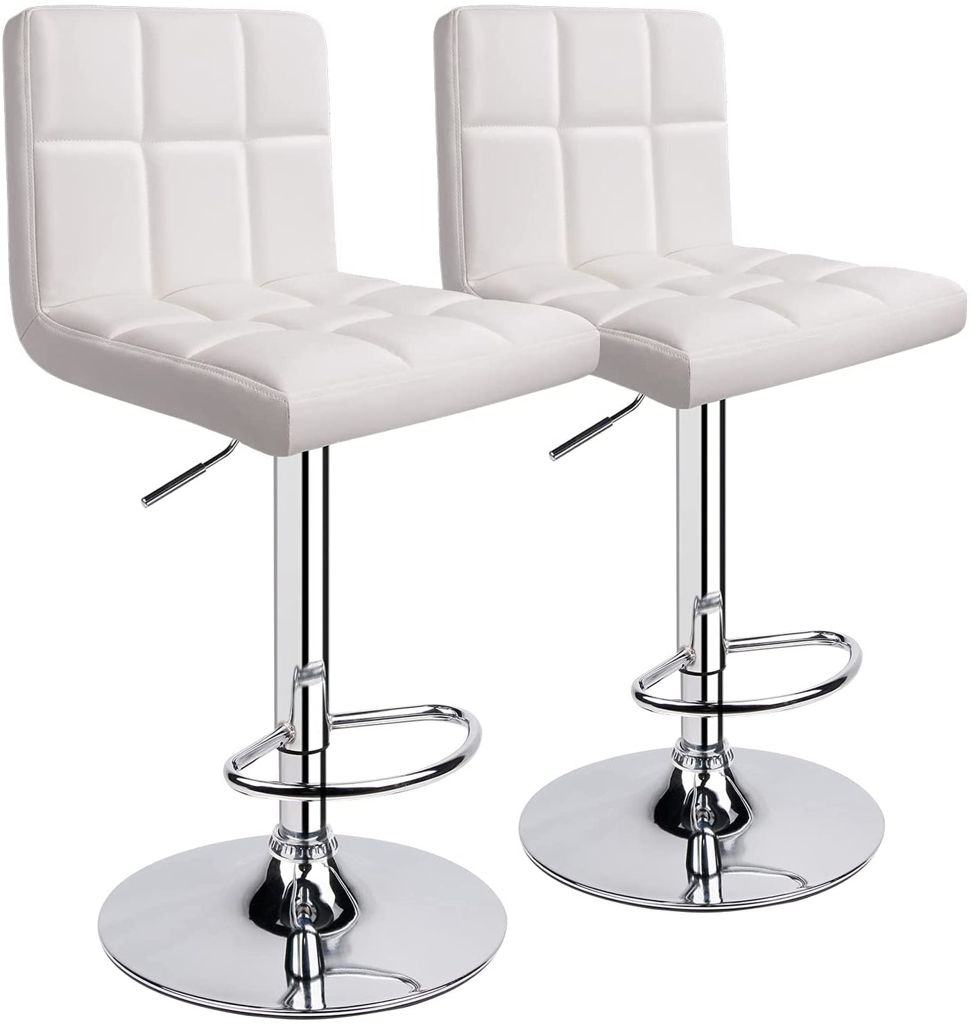 Square Swivel Adjustable Height Bar Stools(Set of 2)