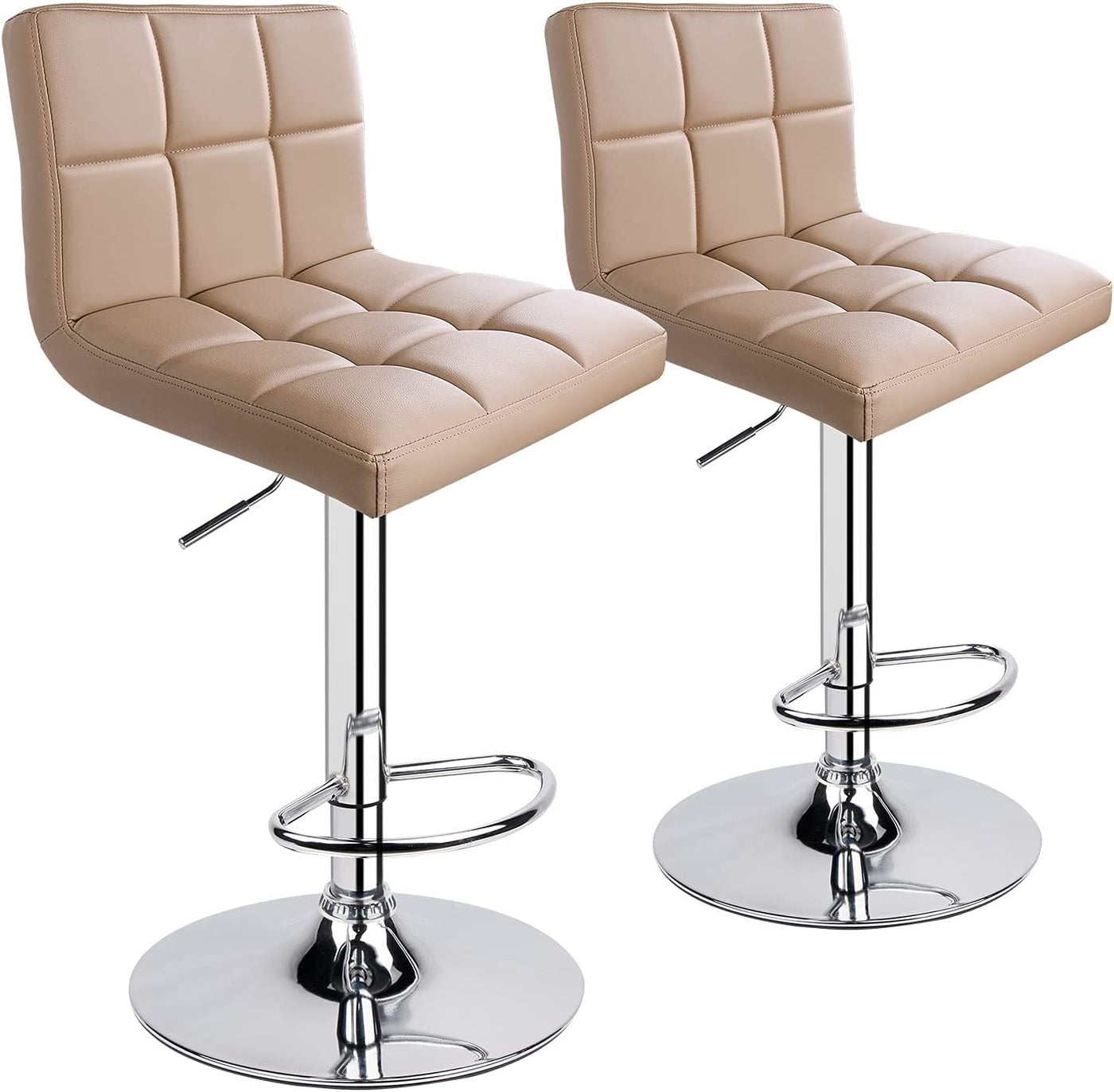 Square Swivel Adjustable Height Bar Stools(Set of 2)