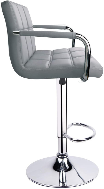 Adjustable Square Bar Stools with Arm Rest Light Grey (Set of 2) - HOMEKOKO