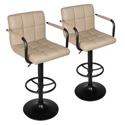 Adjustable Square Bar Stools with Arm Rest (Set of 2) - HOMEKOKO