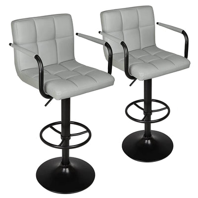 Adjustable Square Bar Stools with Arm Rest (Set of 2) - HOMEKOKO