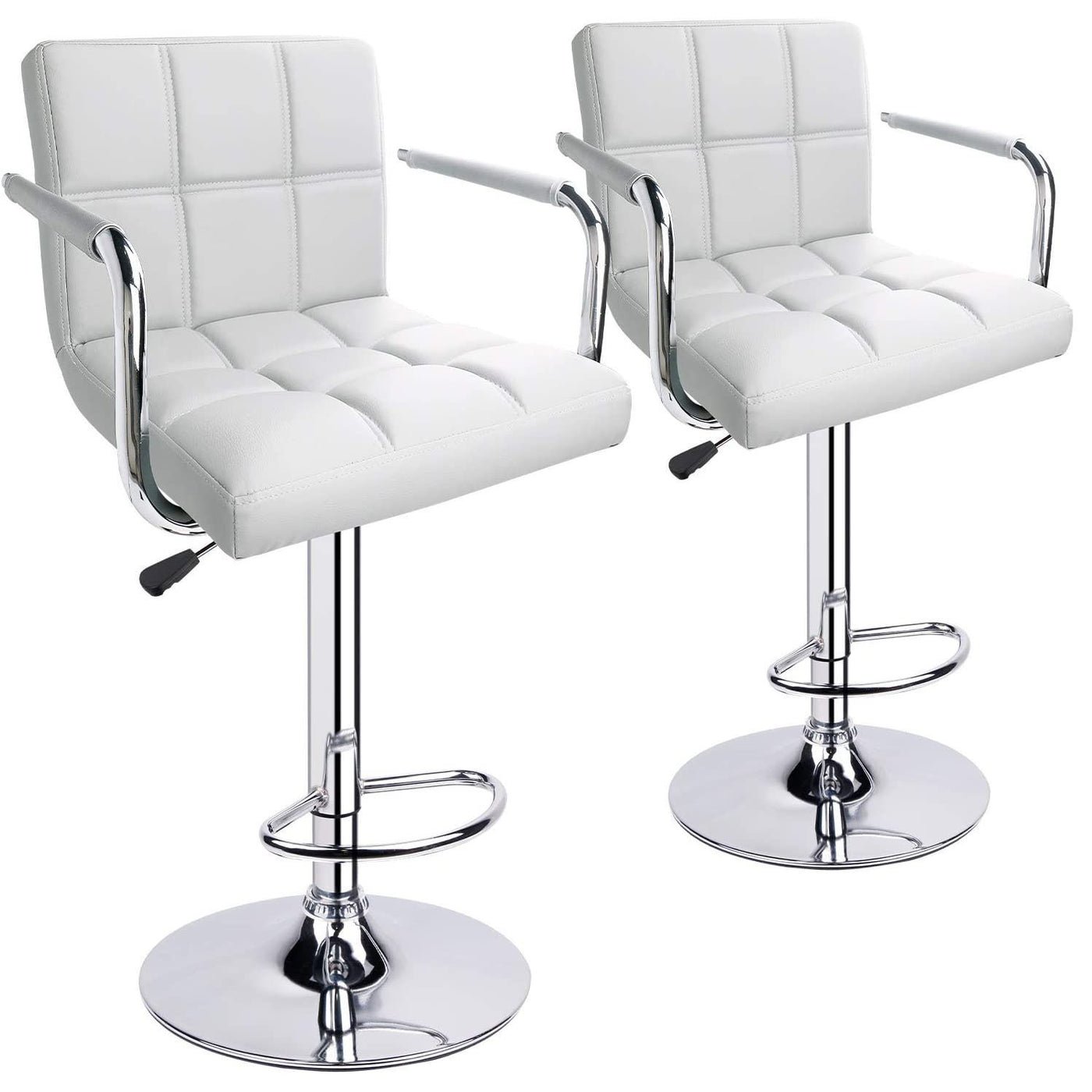 Adjustable Square Bar Stools with Arm Rest (Set of 2) - HOMEKOKO