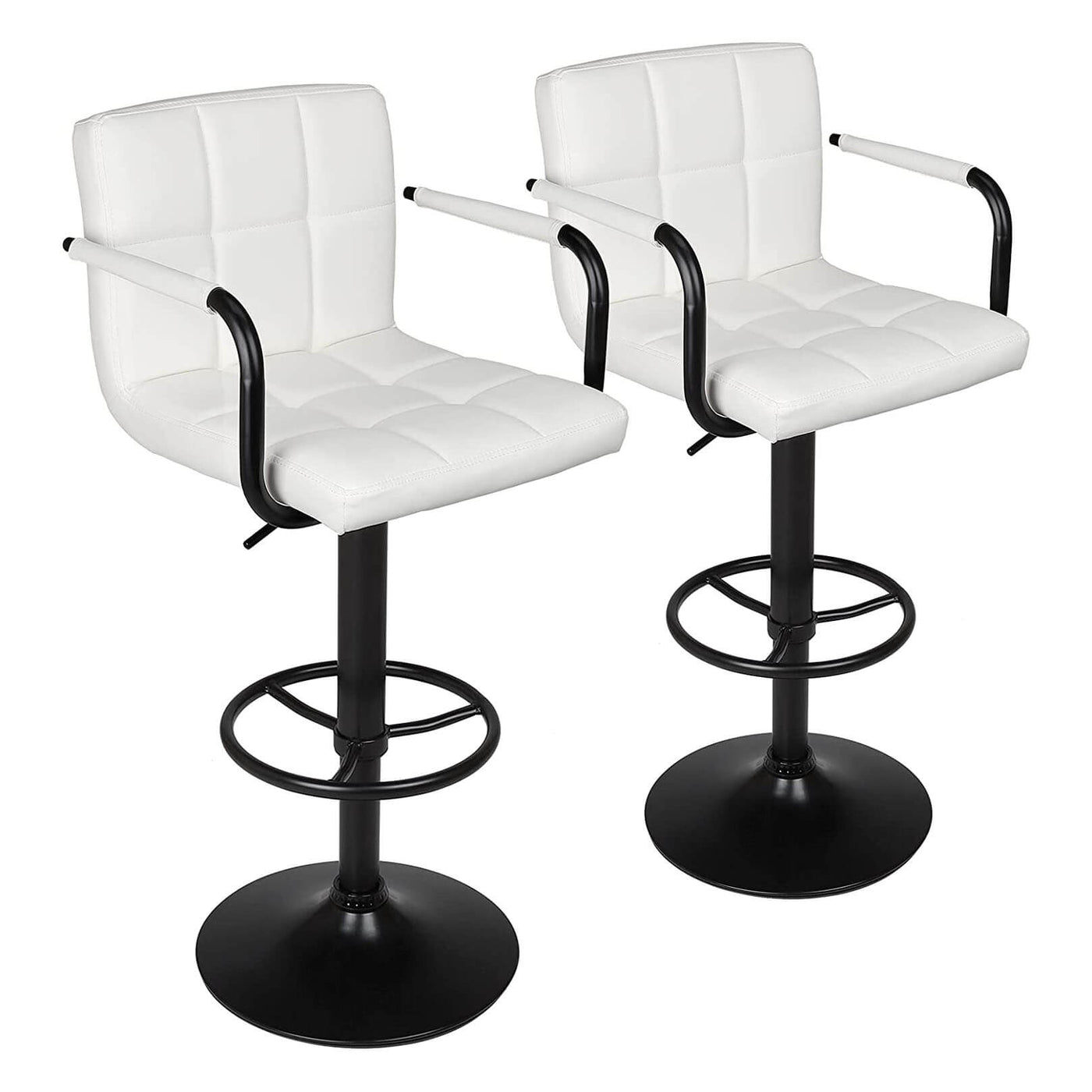 Adjustable Square Bar Stools with Arm Rest (Set of 2) - HOMEKOKO