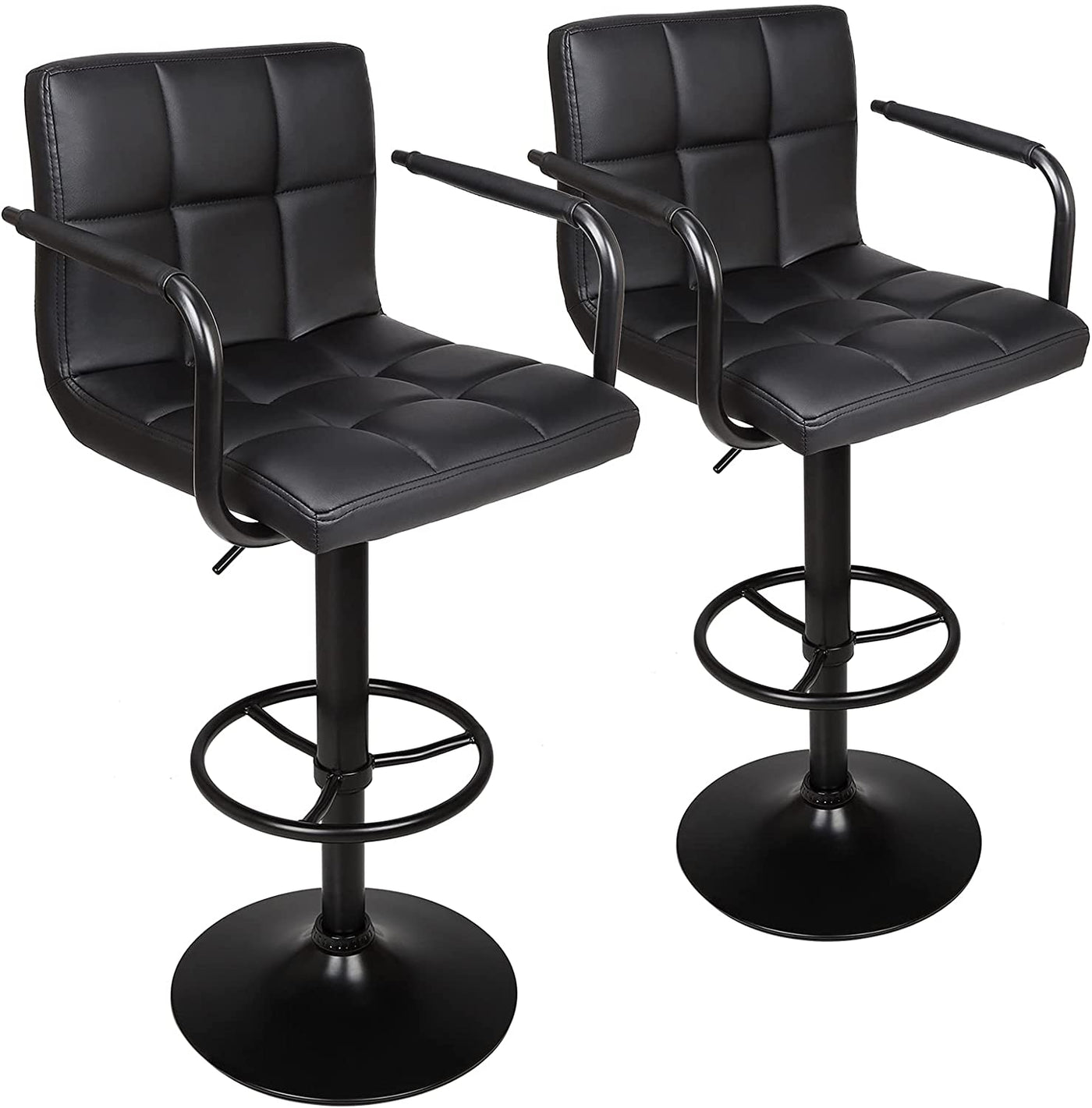 Adjustable Square Bar Stools with Arm Rest (Set of 2) - HOMEKOKO