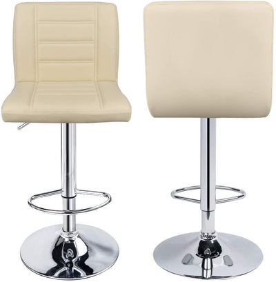 Adjustable Square Bar Stools with Back Beige (Set of 2) - HOMEKOKO