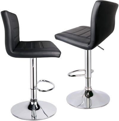 Adjustable Square Bar Stools with Back Black (Set of 2) - HOMEKOKO