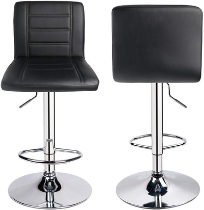 Adjustable Square Bar Stools with Back Black (Set of 2) - HOMEKOKO