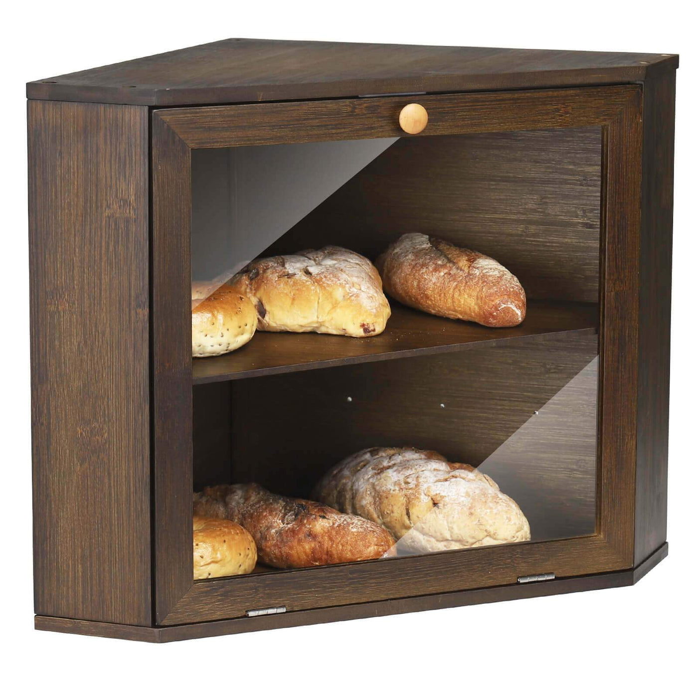 Bamboo Corner Bread Box Double Layers - HOMEKOKO