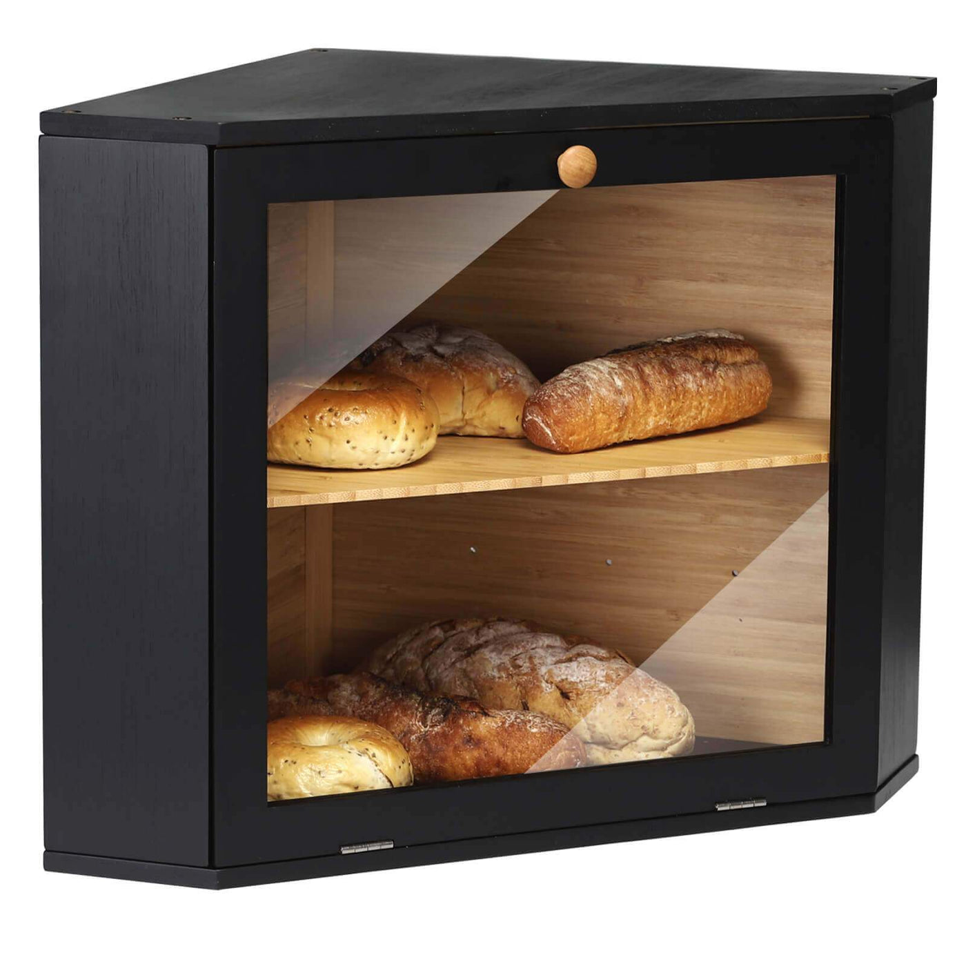 Bamboo Corner Bread Box Double Layers - HOMEKOKO