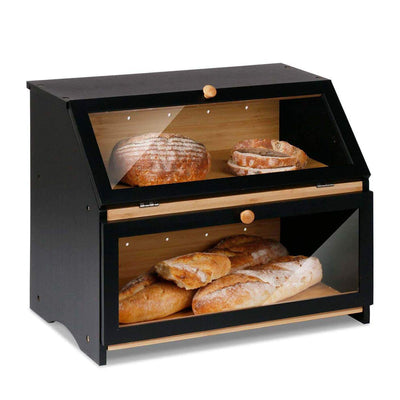 Bamboo Double Layer Bread Box Storage - HOMEKOKO