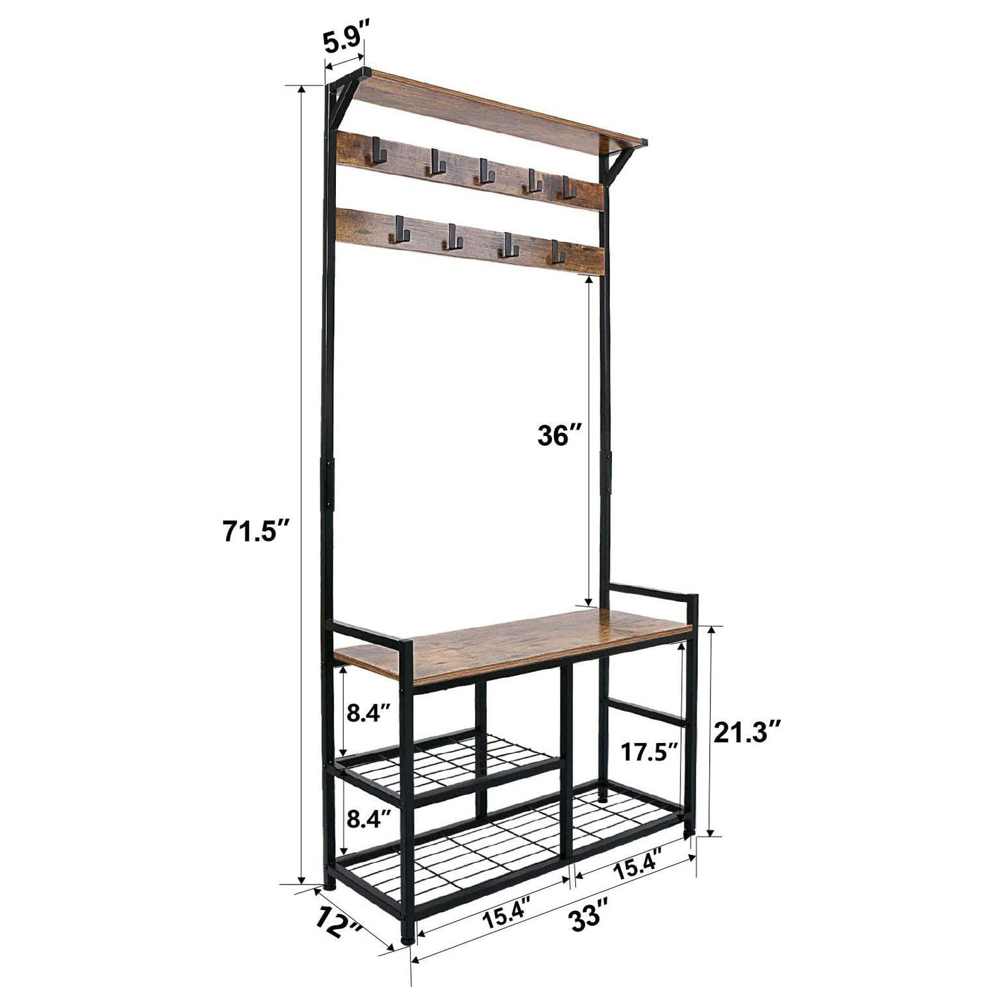 Entryway Hall Tree 3-in-1 Design - HOMEKOKO