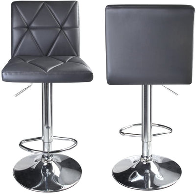 Hydraulic Diagonal Line Adjustable Square Bar Stools Grey (Set of 2) - HOMEKOKO
