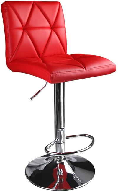 Hydraulic Diagonal Line Adjustable Square Bar Stools Red (Set of 2) - HOMEKOKO