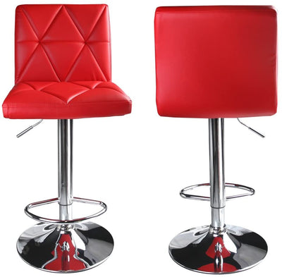 Hydraulic Diagonal Line Adjustable Square Bar Stools Red (Set of 2) - HOMEKOKO