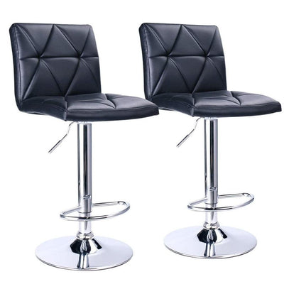 Hydraulic Diagonal Line Adjustable Square Bar Stools (Set of 2) - HOMEKOKO