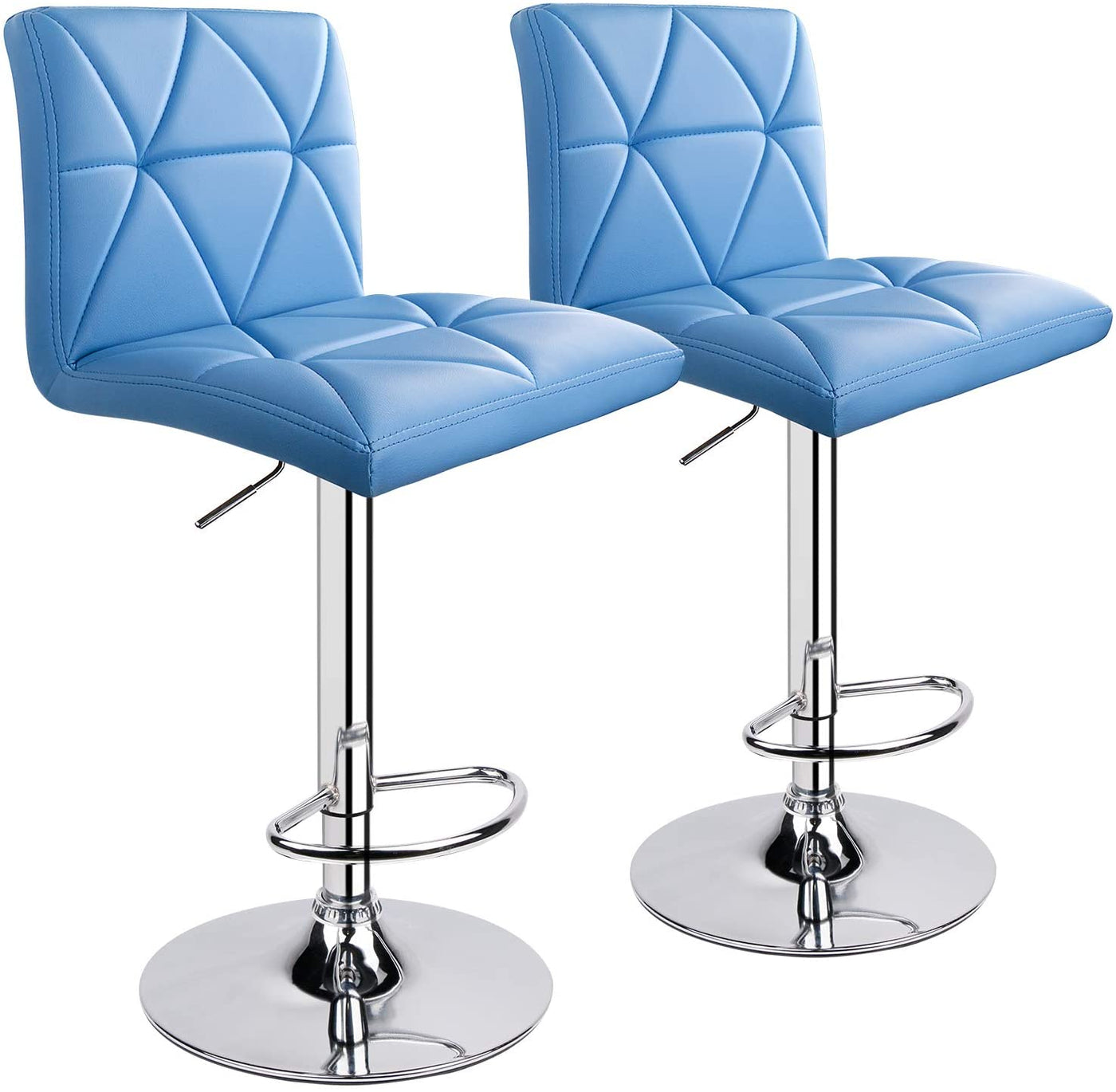 Hydraulic Diagonal Line Adjustable Square Bar Stools (Set of 2) - HOMEKOKO