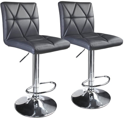 Hydraulic Diagonal Line Adjustable Square Bar Stools (Set of 2) - HOMEKOKO