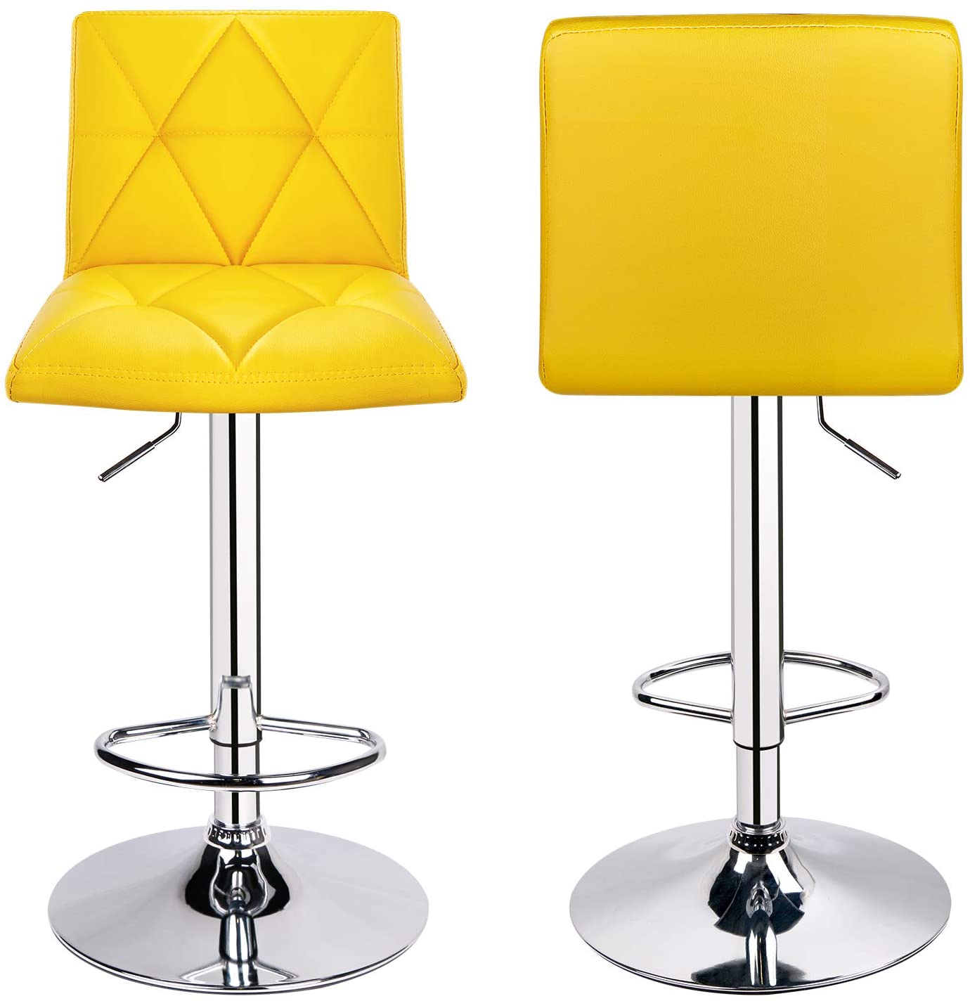 Hydraulic Diagonal Line Adjustable Square Bar Stools (Set of 2) - HOMEKOKO