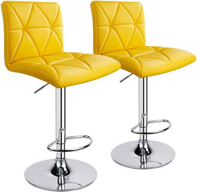 Hydraulic Diagonal Line Adjustable Square Bar Stools (Set of 2) - HOMEKOKO