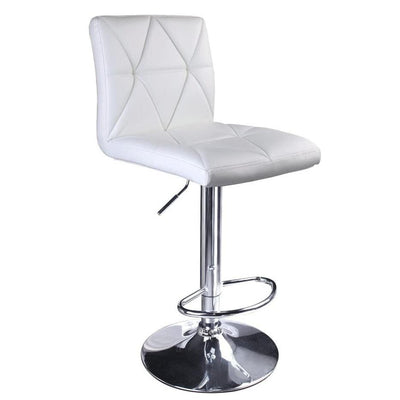 Hydraulic Diagonal Line Adjustable Square Bar Stools White (Set of 2) - HOMEKOKO