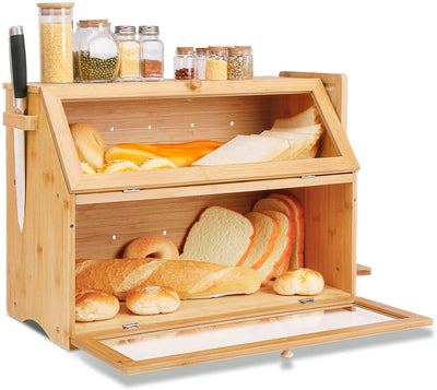 Large Capacity Bread Storage Bin with Cutting Board - HOMEKOKO