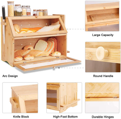 Large Capacity Bread Storage Bin with Cutting Board - HOMEKOKO